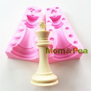 Herramientas para pasteles MomPea 0999-1002 Ajedrez Molde de silicona en forma de tamaño grande Decoración Fondant Grado 3D