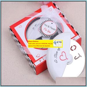 Outils de gâteau en gros une tranche d'amour en acier inoxydable coupe-pizza dans une boîte miniature faveurs de mariage et cadeaux pour les invités Drop ZZ