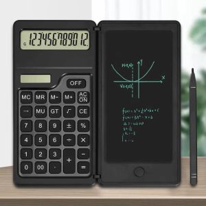 Calculateurs Pliant Calculatrice scientifique avec une tablette d'écriture LCD de 6 pouces Portable Solar / Battery Double Powered for High School College Office