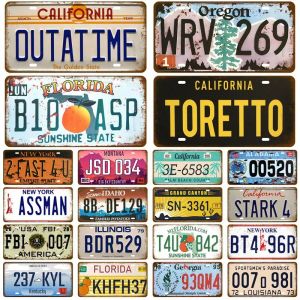 California Vintage Metal Sign Affiche USA NEW YORK Numéro de voiture métallique Plaque de plaque de plate
