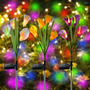 Calla Lily Rose Outdoor LED Solar Light RGB Color Garden Fleur ￩tanche ￩tanche lampe d￩corative Powered Yard Payway Mariage