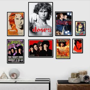 Affiche de calligraphie The Doors Jim Morrison, groupe de Rock, musique, guitare, toile, Art mural pour salon, décoration de la maison