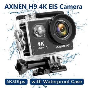 Videocámaras AXNEN H9R Cámara de acción 4K 30FPS EIS 1080P 8x Zoom WiFi Motocicleta Casco de bicicleta Cámara impermeable Video deportivo H9 230830