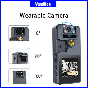 Camcorders Vandlion A39 Caméra montée portable Full 1080p HD 3000mAh de longue date de la détection de mouvement de mouvement de longue date 4pcs IR Night Vision Light Cam