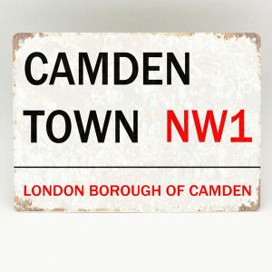Camden Town Metal Sign London Street Market Vintage Retro NW1 Plaque Man Cave Decoración del hogar
