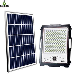 Lampe d'inondation solaire caméra 1080P APP contrôle 100W 200W 300W 400W avertissement sonore éclairage de sécurité pour la maison jardin 16G 32G 64G 128G