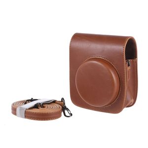 Accessoires de sac pour appareil photo Vintage PU étui pour appareil photo sac pochette protecteur avec sangle pour Fujifilm Instax Mini 90 appareil photo à film instantané noir marron marque 231114