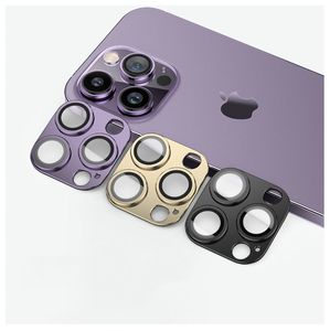 Protecteur d'objectif de caméra pour iPhone 11 12 13 14 Pro Max en alliage d'aluminium en verre trempé protecteur d'écran couverture en métal