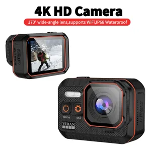 Camera WiFi 4K 60fps Action vidéo CAM 2 pouces IPS Écran Action Action Caméra Electronic Image Stabilisation 170 ° grand angle pour le sport extérieur