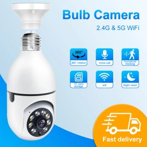 Caméras 2,4G5G CAME WIFI 5MP EXTÉRIEUR CCTV sans fil IP E27 4x Digital Zoom Home Surveillance Smart Tracking Security Protection Night