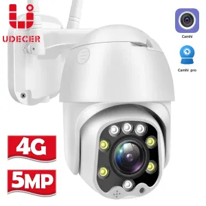 CAMERA 4G IP CAMERIE 5MP HD WiFi PTZ Camerie 5x Optical Zoom Security Outdoor CCTV CCTV P2P 2WAY AUDIO VIDÉO CAM CAMHI