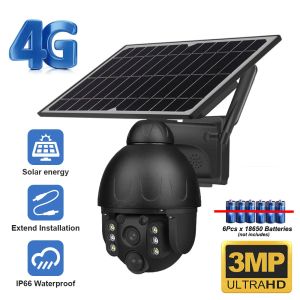 Cámaras 4G SIM Solar IP Camera IP PTZ Outdoor Pir Motion Batería desmontable Cámara de seguridad de seguridad de seguridad CCTV Panel solar