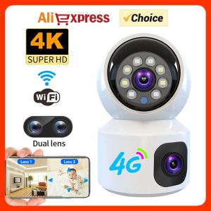 Cameras 4K 8MP HD Baby Monitor 360 4G SIM Card IP CCTV CAMEA CAME CAME CAME INDOOR DOUBLE DUAL DUAL TEAL TABLE TAKE CAME CCTV sans fil CCTV