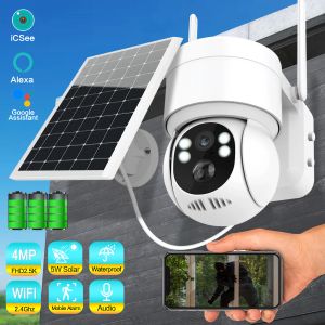 Cámaras 4MP HD Wifi PTZ Cámara al aire libre Cámara de IP solar IP de al aire libre Batería Battería Vidruing Camera de vigilancia Largo tiempo ICSEE Aplicación