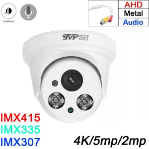 Cameras 5MP IMX335 8MP 4K IMX415 CMOS Plastique blanc deux LED de tableau Audio Hémisphère Indoor Dome AHD CCTV Sécurité Caméra