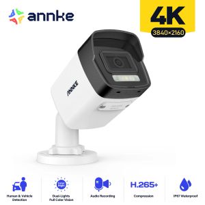 Caméras Annke 4K IP Camerie extérieure Bulleuse à la fois de la météo intérieure 4K Caméra de surveillance Audio Recordage CCTV Caméra 8MP Poe Caméra