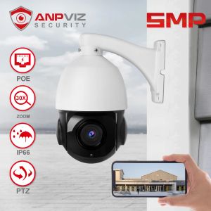 Cameras Anpviz 5MP POE IP PTZ Sécurité Camera Outdoor 30X Zoom Speed Dome Supernance Camera IR 80M HIKVISION compatible IP66 P2P View