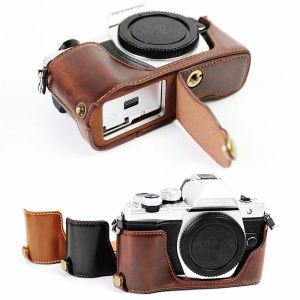 Caméras authentique réalité réelle en cuir, demi-caisse, pour l'Olympus EM10 Mark II Caméra