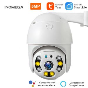 Cameras Inqmega 5MP Tuya Camera Ajouter Google Home et Aleax Smart Life Surveillance Caméras PTZ Outdoor Camera WiFi 4X Zoom Camerie