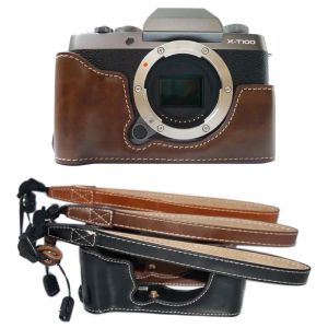 Caméras Protection de cuir en cuir Half Case Grip Sangle pour Fujifilm Fuji XT100 XT100 CAME XT200 XT200