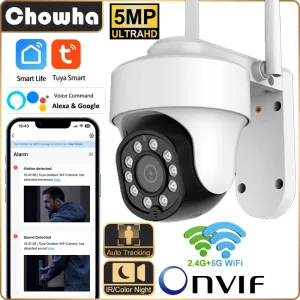 Cameras Onvif 5MP OUTDOOOR TUYA IP CAMERIE 5G WiFi Wireless Imperproof WiFi Video Subs Surveillance Motion Motion Detection Home Security Cam