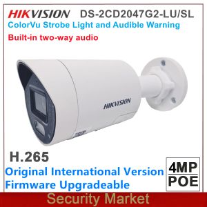 Caméras originales anglaises Hikvision DS2CD2047G2LU / SL 4MP Colorvu stroboscope et avertissement audible Mini Mini Bullet Network Camera