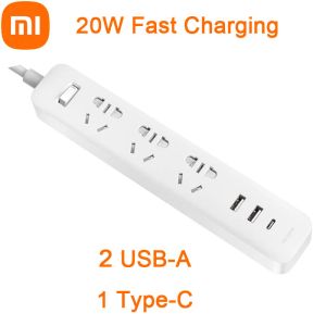 Caméras Original Xiaomi Extension Socket 2A1C Version Power Strip 2 USBA 1 TYPEC 3 PLIGE ÉLECTRIQUE 20W Charge rapide pour iPhone Huawei