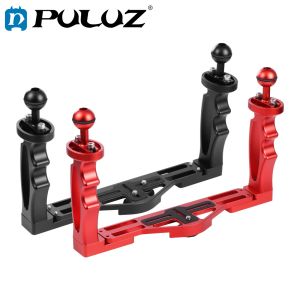 Caméras Pulluz à double poignée en aluminium Alloytray Stabilising Rig pour le boîtier de boîtier de caméra sous-marin Support de plongée pour les smartphones DSLR GoPro