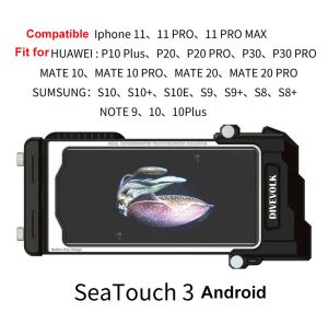 Cameras Scuba Diving Divevolk Seatouch 3 Pro Aménagement imperméable du logement sous l'eau pour téléphone 6 6+ 7 8 9 11 Max pour Huawei Sumsung