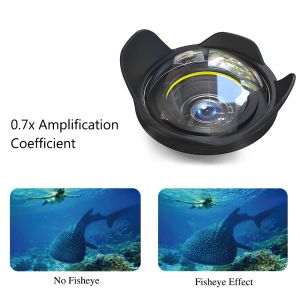 Caméras Seafrogs 67 mm Fisheye grand angle de dôme correctionnel à l'objectif de port dôme pour le boîtier de boîtier de caméra de caméra de plongée imperméable sous l'eau