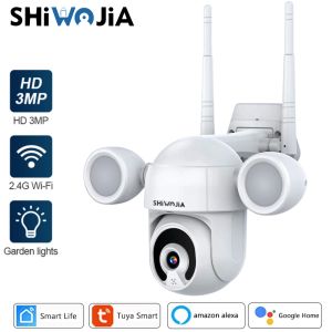 Caméras shiwojia wifi ip caméra ptz fhd tuya ir colori noix de surveillance extérieure dôme caméra smart life life life google home alexa