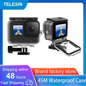 Caméras Telesin 45m Étui de logement imperméable pour GoPro Hero 11 10 9 Black Diving Protective Underwater Cover Lens Filtre Set Accessoires