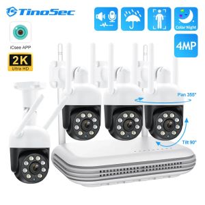 Cameras Tinosec 8ch 4MP WiFi Security Camera Set Biloth Way Night Vision Protection Wireless IP CAM KIT NVR Kit vidéo