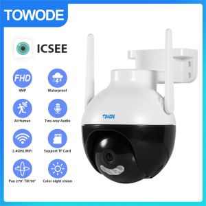 CAMERAS TOWODE 8MP 4K WiFi IP Camera PTZ Outdoor Camera Security 4x Digital Zoom Speed Dome Camera H.265 CCTV VIDEO