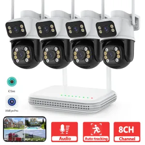Cameras WiFi NVR Camera System 8CH 6MP Wireless Outdoor PTZ Camera Kit CCTV 2WAY Couleur de couleur Night Vision Vision Video Set ICSEE