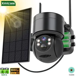 Cameras WiFi Solar Camera PIR Detection PTZ Wireless Outdoor Surveillance Caméras Solar Panel Panel Batter