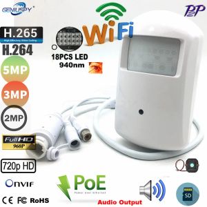 Cámaras inalámbricas CCTV Security IR 720P 960P 1080P 3MP 5MP IP PIN HOJO POE Wifi Pir Style Motion Detector IP Cámara SD Audio