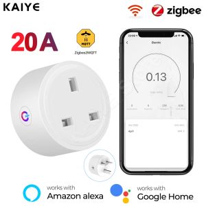 Cámaras Zigbee Smart Plug 20a UK Power Strip Mini Outlet Socket inalámbrico Con Monitor de energía compatible con Alexa Google Home Tuya TUB