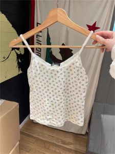 Camis mujer moda Brace 2023 señoras Casual cómodo Floral puro algodón arco Lnner blanco partido Crop Top para mujeres camisetas sin mangas