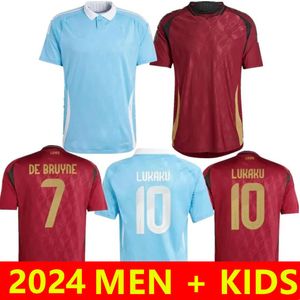 Camisetas Niños Bélgica 2024 Eurocopa Equipo nacional Camiseta de fútbol Local Visitante FANS Jugador DE BRUYNE LUKAKU DOKU Camisetas de fútbol Kit para niños CARRASCO TIELEMANS BAKAYOKO