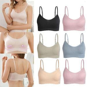 Camisolas Tanques Moda Mujer Colores sólidos Sin costuras Ajustable Deportes Elástico Transpirable Camiseta sin mangas sin aros Camiseta interior Sujetador Lencería