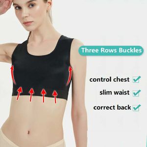 Camisolas Tanques Carpeta de senos planos Hebilla transpirable Chaleco corto Pecho Sujetador trans Tallas grandes Tops Correas Íntimos Shaper Les Corset BustierC