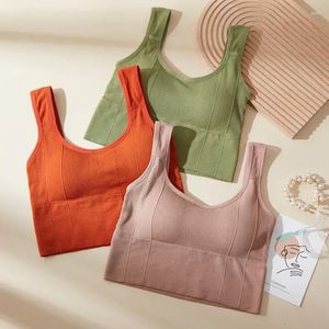 Camisoles réservoirs Lingerie hauts en forme de femmes sans couture Bralette vêtements décontractés sous-vêtements de sport courts été Fitness solide Tube culture