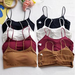 Camisolas Tanques Mujer Cinturón fino Sujetadores deportivos con espalda cruzada Cómodo inalámbrico Desmontable Fitness Yoga Condole Chaleco Gimnasio Crop Top Ropa interior