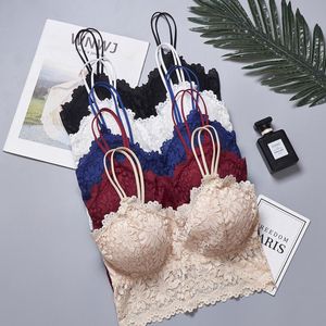 Camisolas Tanques Mujeres Sujetador de encaje inalámbrico Push Up Tube Top Tallas grandes Deporte Bralette Ropa interior Correas no ajustadas Lencería Copa completa Camisolas