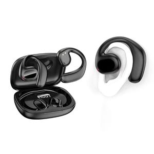 Gancho para la oreja Mini auriculares inalámbricos Bluetooth No en el oído Auriculares de conducción ósea Llamada de música Auriculares Deportes LED Pantalla de alimentación Auriculares T17 Plus