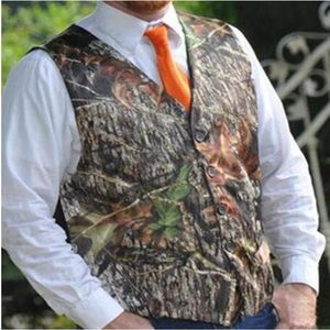 Camo imprimé mariage marié gilets garçons d'honneur gilets col en v hommes costume gilets gilet hommes robe gilet gilet robe Hunter Pr294S