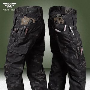 Camo Tactical Pantals Men Military Imperproof Ripstop Swat Combat Pantalons de combat Outdoor Multi-Pocket Ush-Resistant Army Cargo Pant 240412