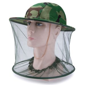 Camuflaje Apicultor Apicultor Anti-mosquito Abeja Insecto Mosca Máscara Gorra Sombrero con malla de red Equipo de pesca para exteriores