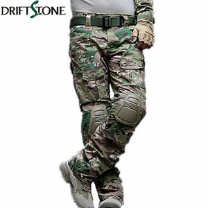 Pantalones tácticos militares de camuflaje Pantalones de uniforme militar del ejército Airsoft Paintball Pantalones de combate de carga con rodilleras V191114
